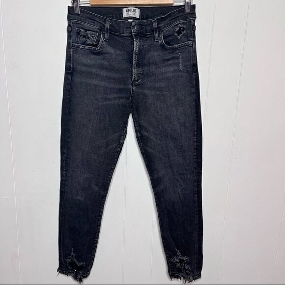 AGOLDE Sophie High Rise Skinny Crop Womens Size 30 in Temple Jeans Black - Picture 1 of 9